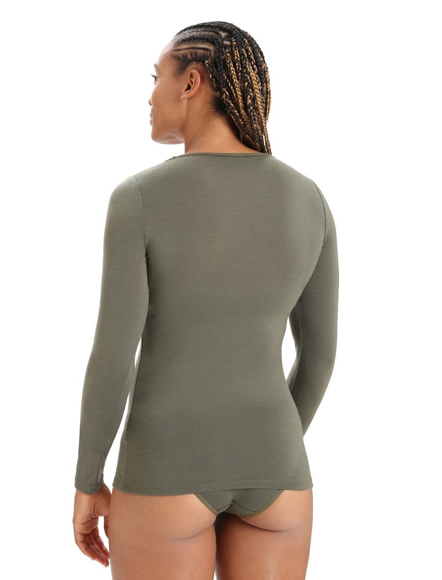 Sous Vêtement Icebreaker Merino Siren Long Sleeve Sweetheart Top Femme Vert Olive | FR 1688KORI